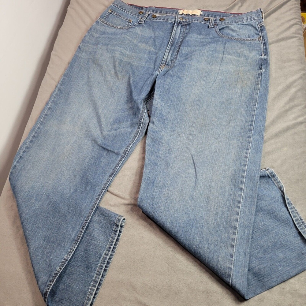 Vintage Wrangler Jeans Mens 42x32 Blue Kick Suspender Button Rigid Denim Pants